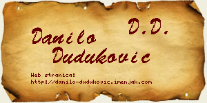 Danilo Duduković vizit kartica
